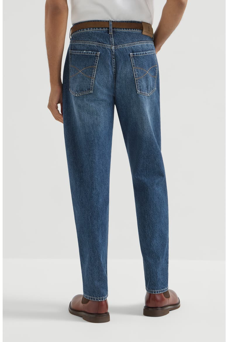 Denim iconic fit five-pocket trousers with rips, Alternate, color, Dark Denim