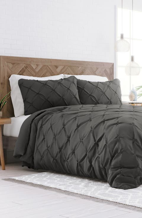 HOME SPUN Premium Ultra Soft 3-Piece Pinch Pleat Duvet Cover Set