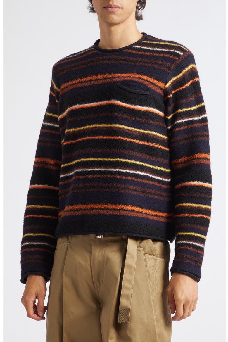 Stripe Mixed Knit Pullover, Alternate, color, BLACK MULTI