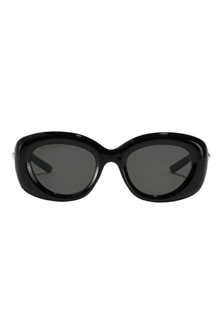 Bianca 54mm Polarized Round Sunglasses, Main, color, BLACK