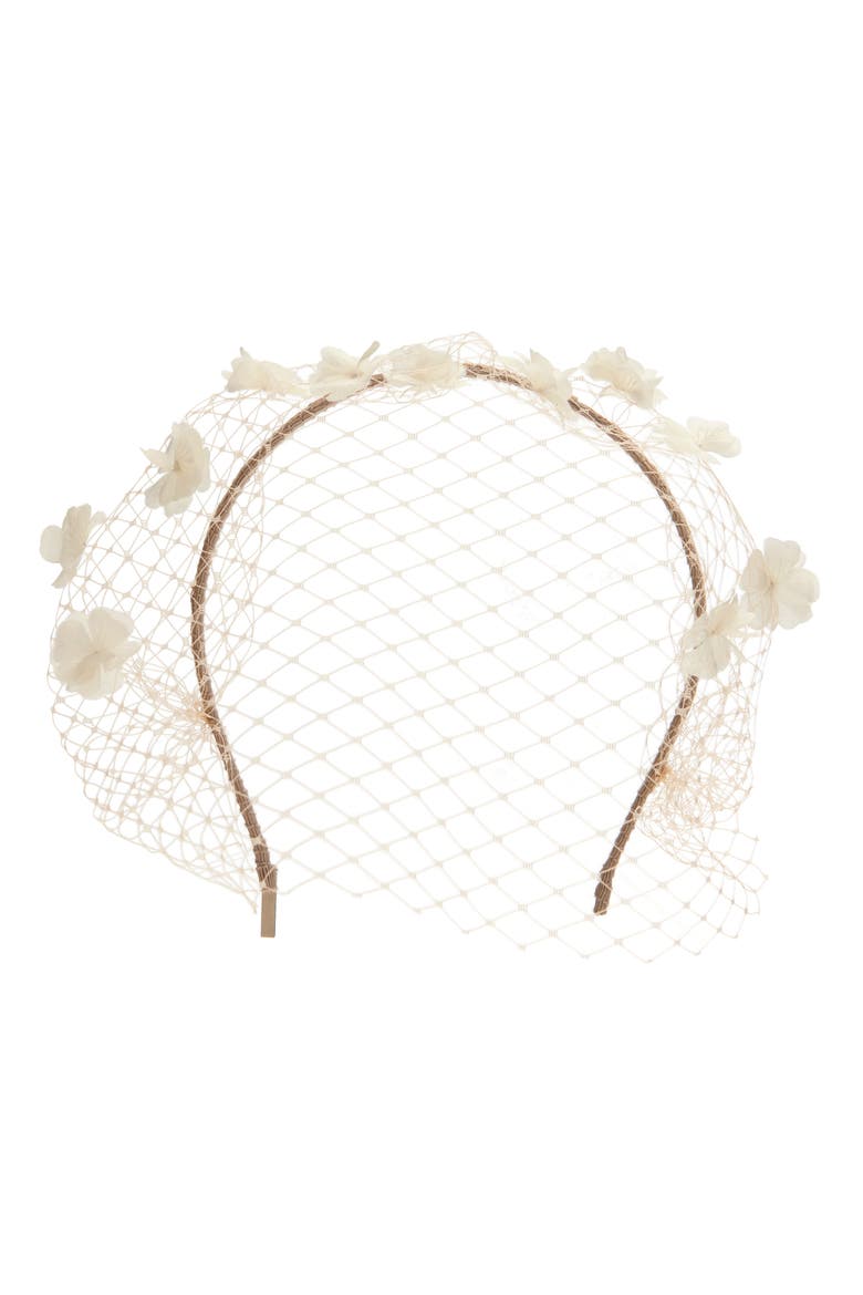 Grace Floral Silk Veil, Main, color, NATURAL/ IVORY