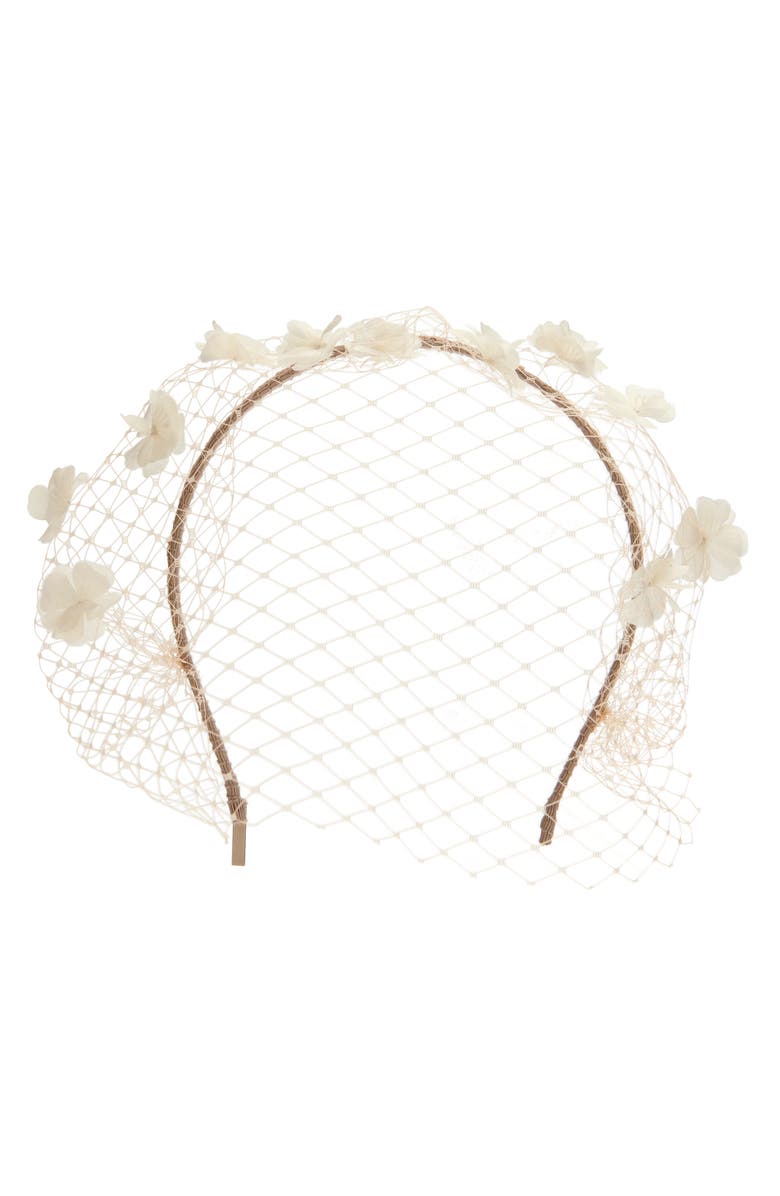Gigi Burris Millinery Grace Floral Silk Veil, Main, color, Natural/ Ivory