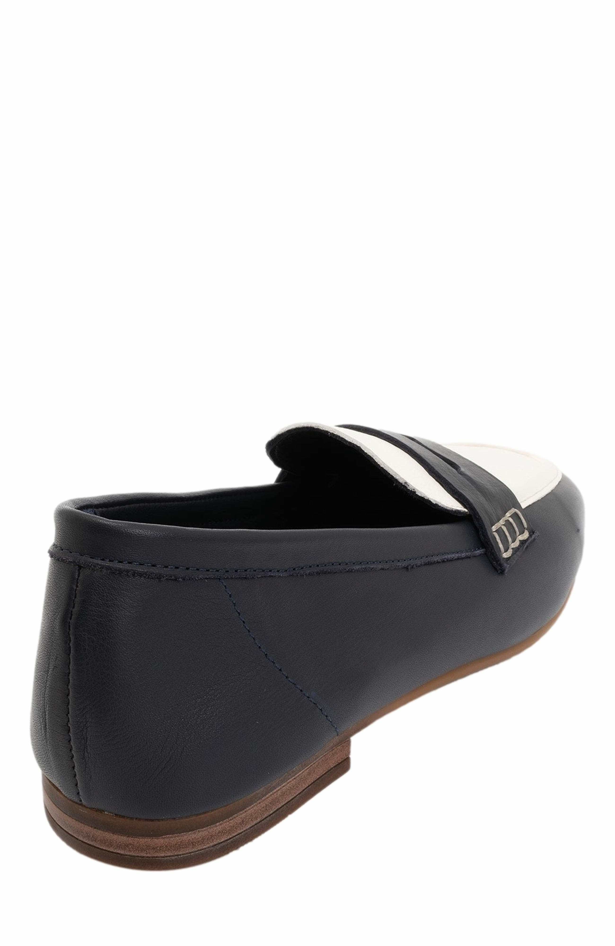 Skye Leather Loafers, Alternate, color, Navy Cream Leather