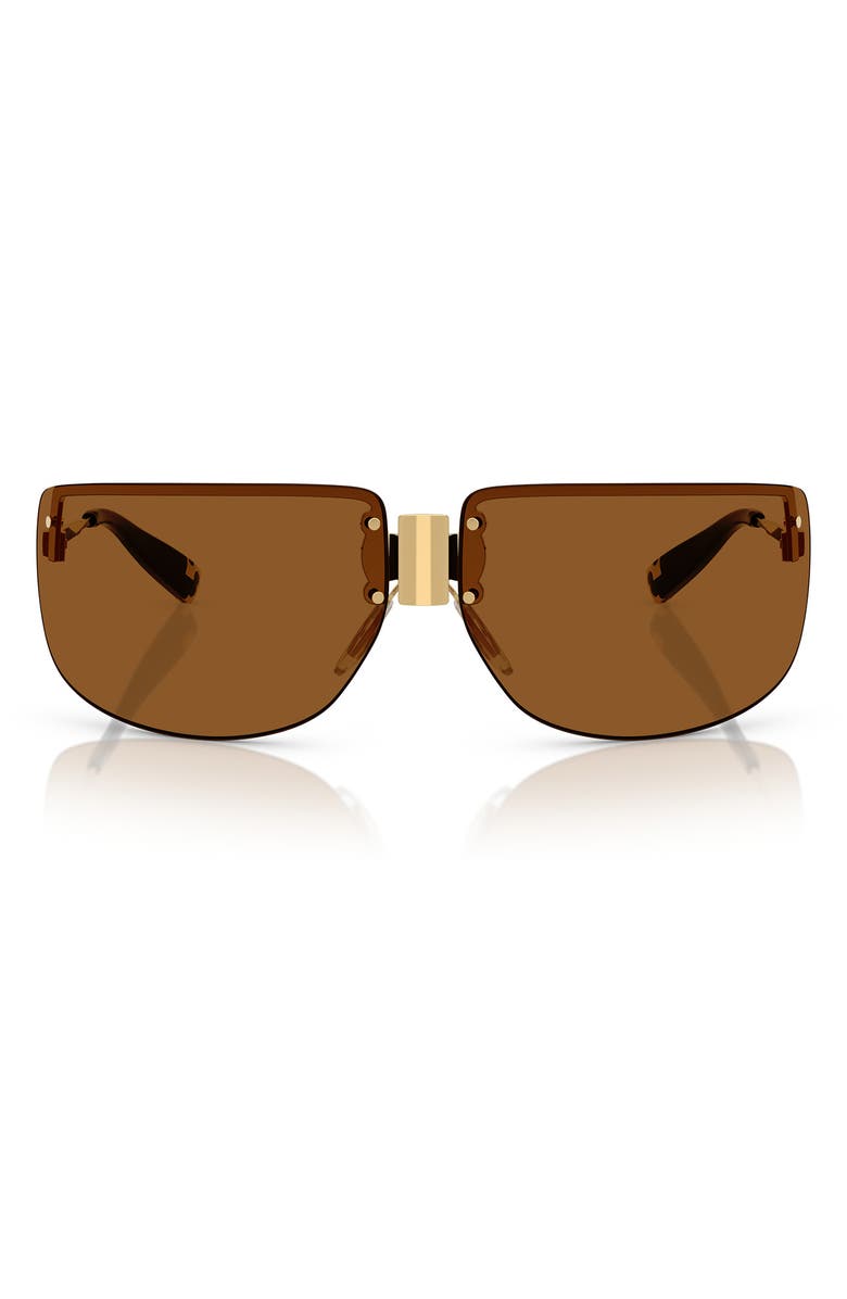 Tory Burch 75mm Semi Rimless Pillow Sunglasses, Main, color, Shiny Gold / Brown