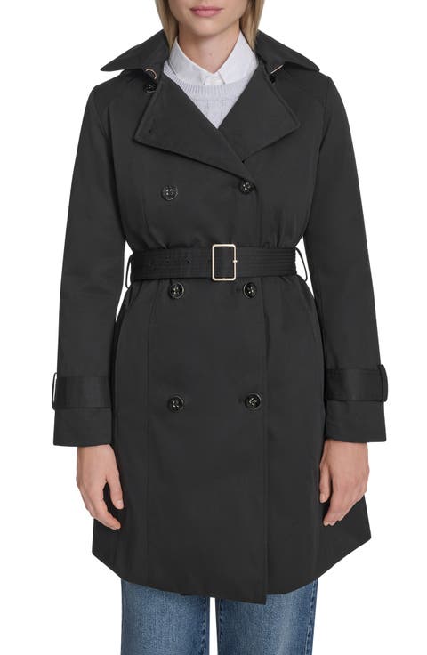 Water Resistant Twill Hooded Trench Coat