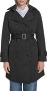 Cole Haan Water Resistant Twill Hooded Trench Coat