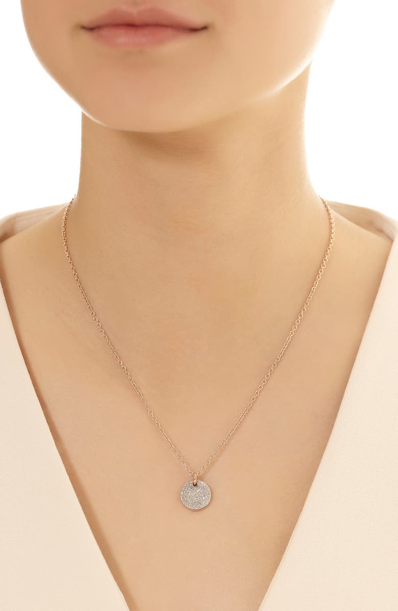 Monica Vinader Ava Diamond Disc Pendant Charm, Alternate, color, Rose Gold