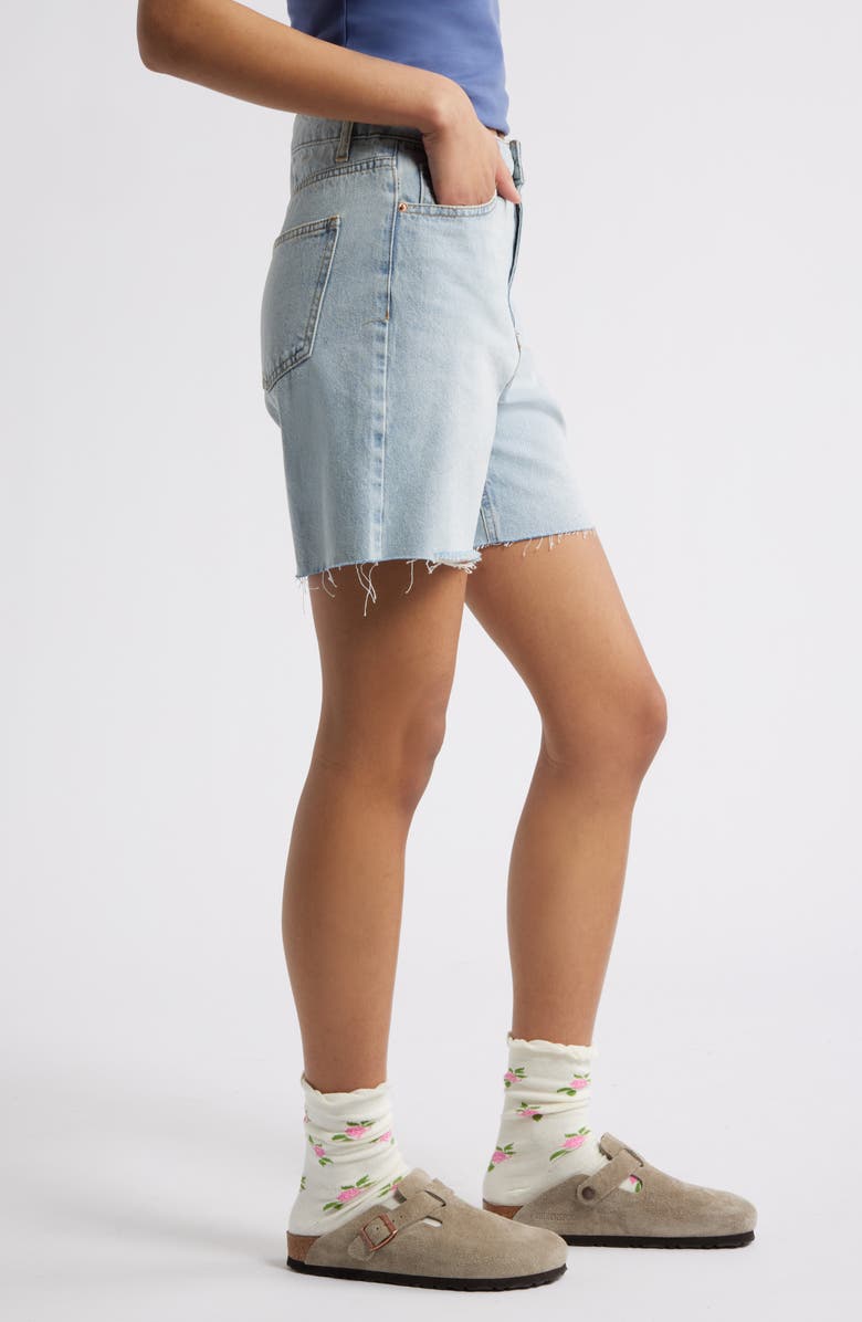 BP. Raw Hem High Waist Denim Jorts, Alternate, color, Light Wash