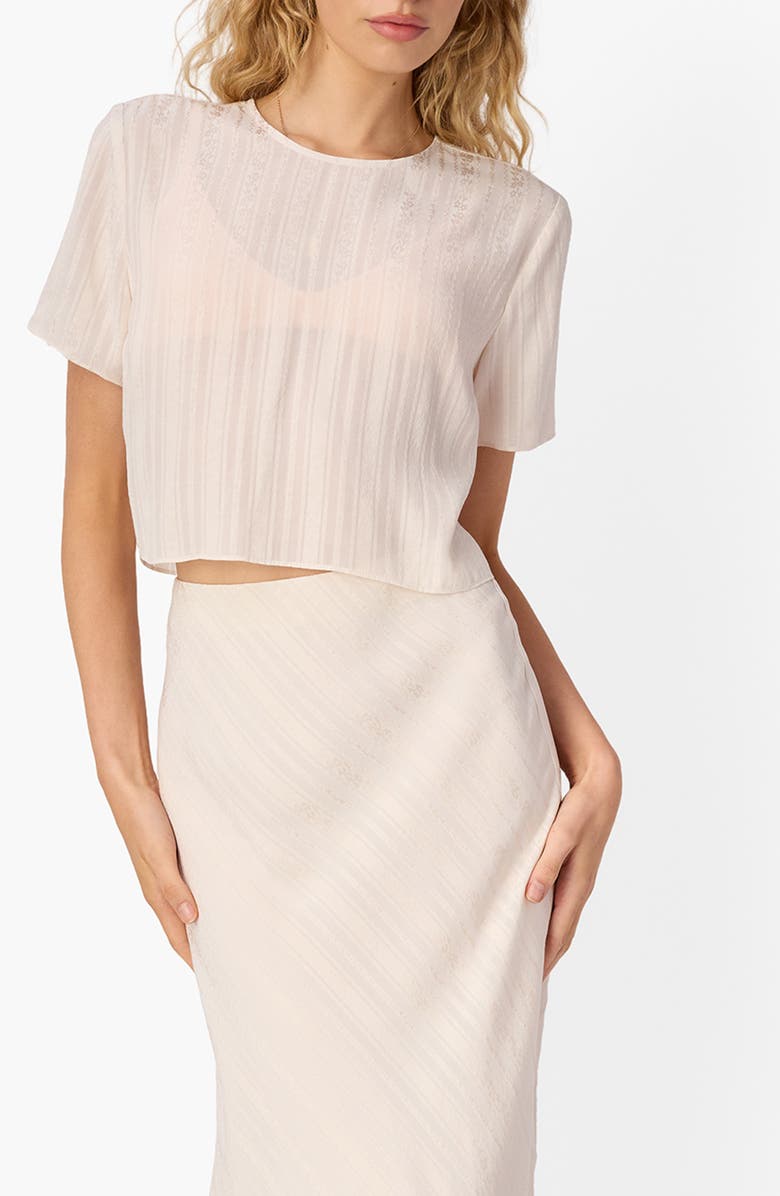 CAMI NYC Josey Jacquard Stripe Semisheer Top, Main, color, Oat