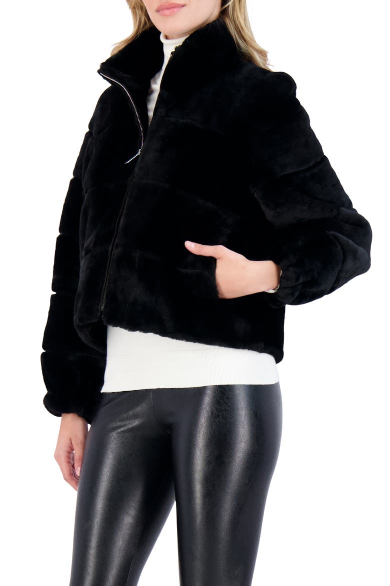 Genuine Shearling Horizontal Zip Jacket, Alternate, color, BLACK