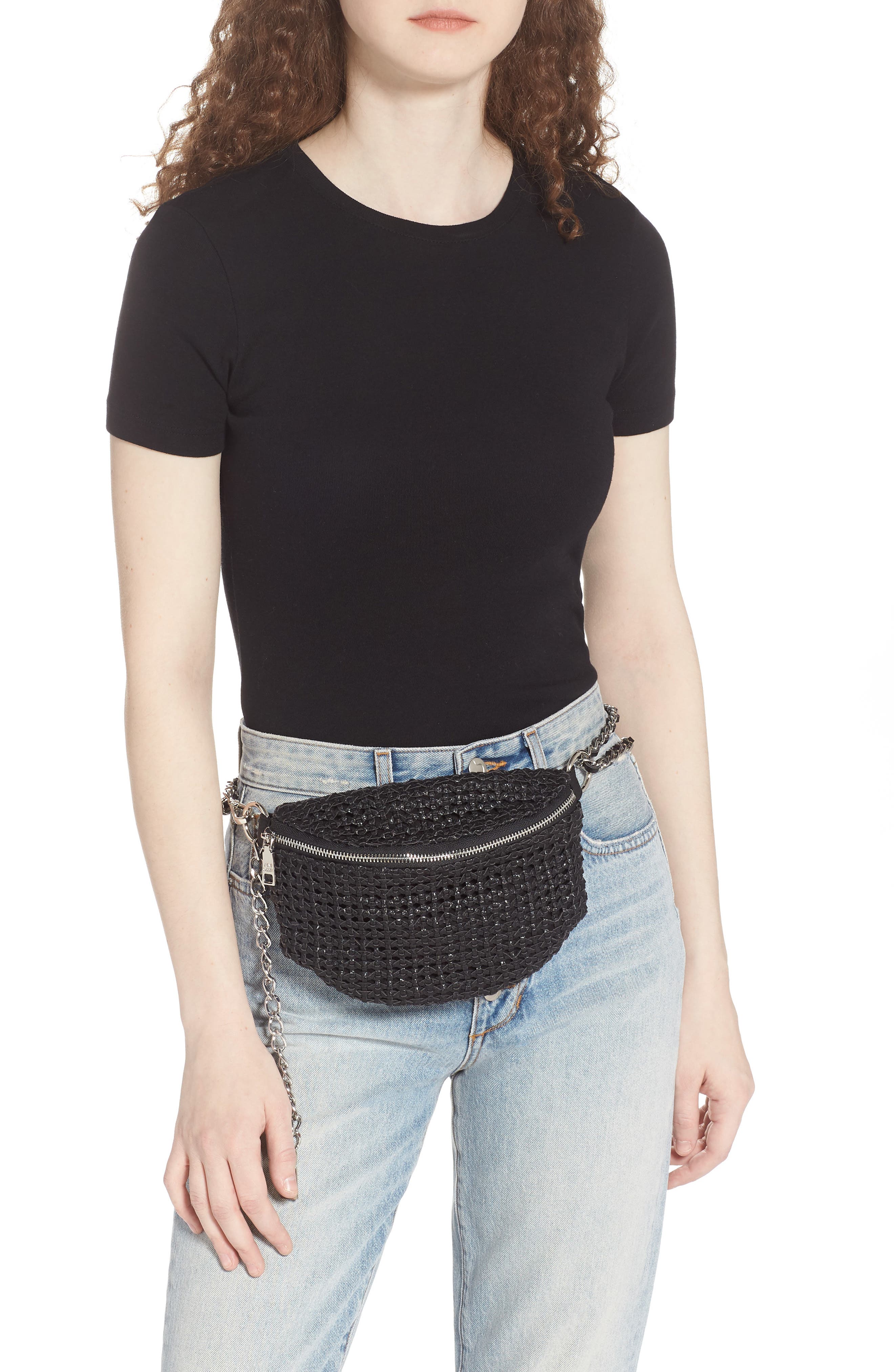 Steve Madden Woven Faux Leather Belt Bag, Alternate, color, 