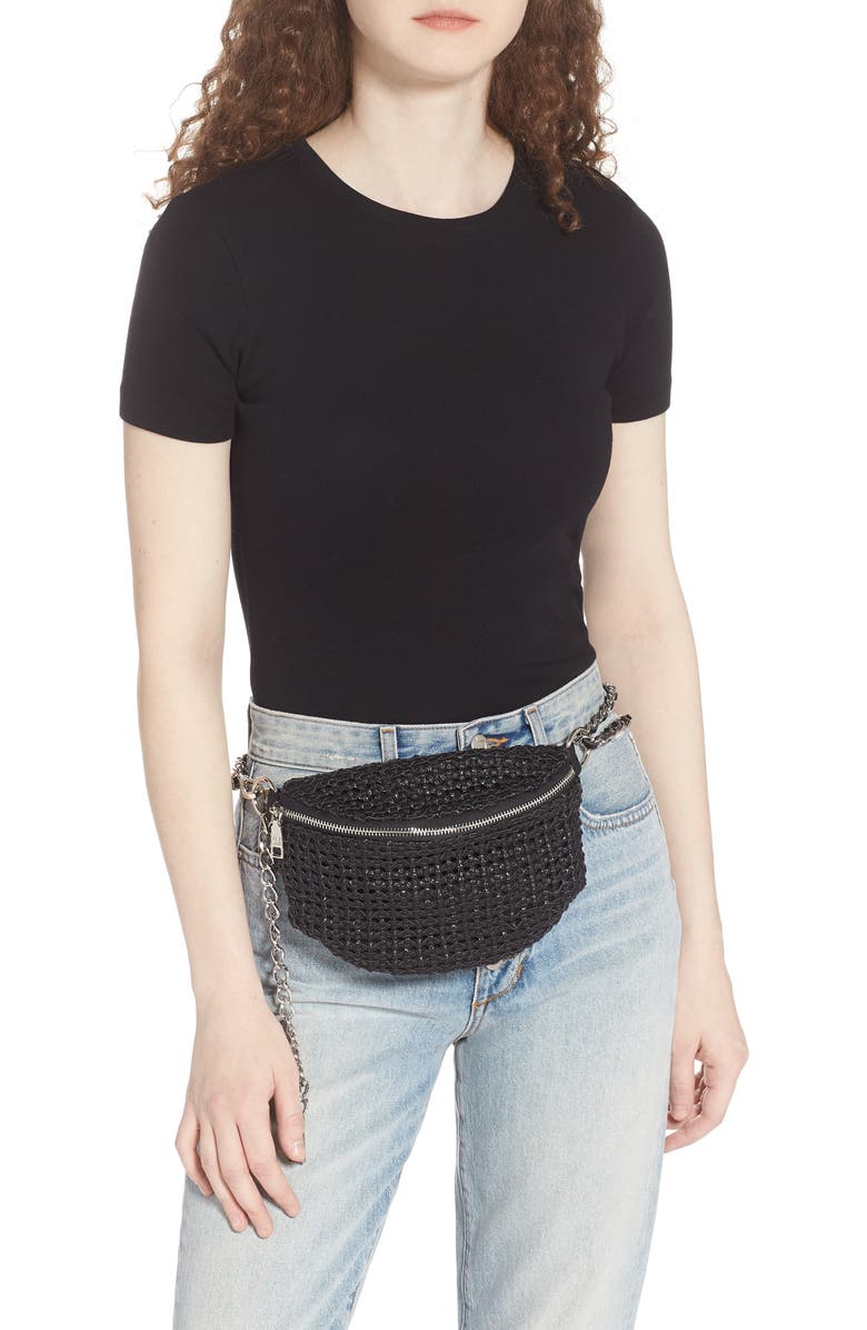 Steve Madden Woven Faux Leather Belt Bag, Alternate, color,