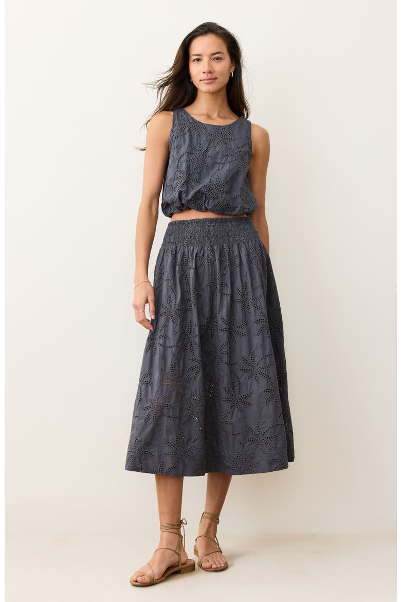 Bea Eyelet Midi Skirt, Alternate, color, INDIGO