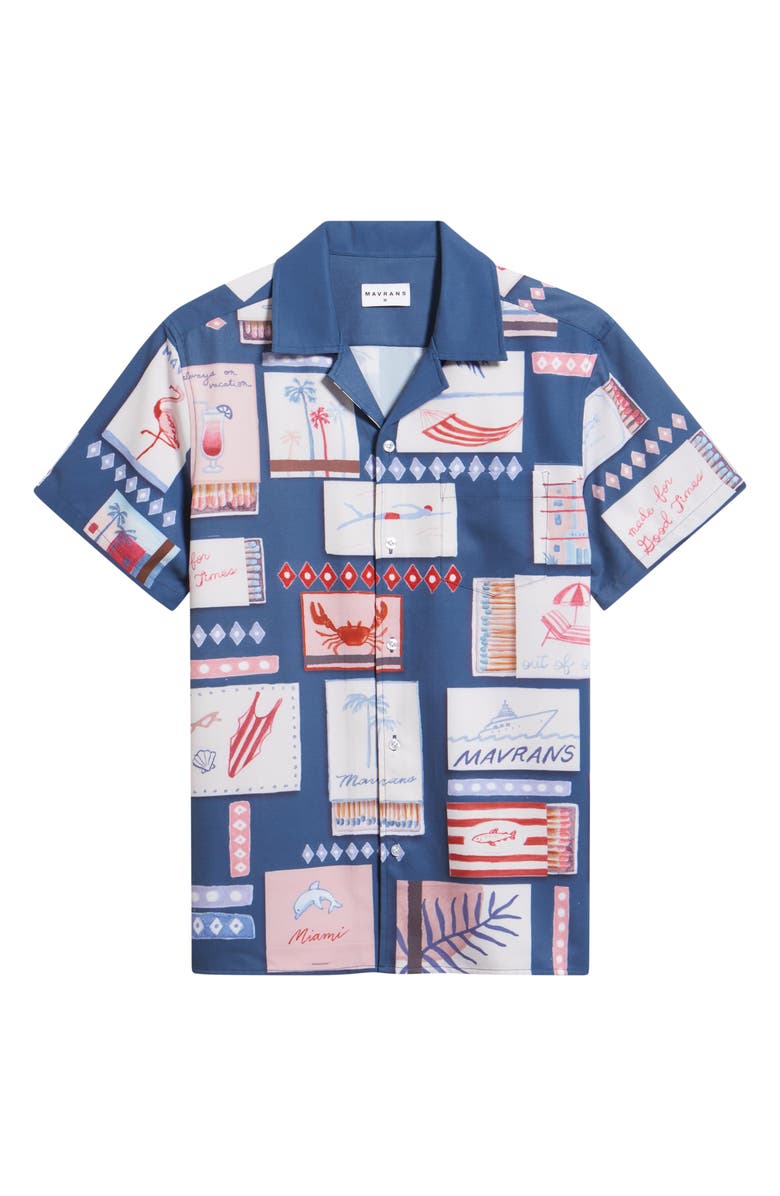 MAVRANS Match Box Graphic Camp Shirt, Alternate, color, Blue