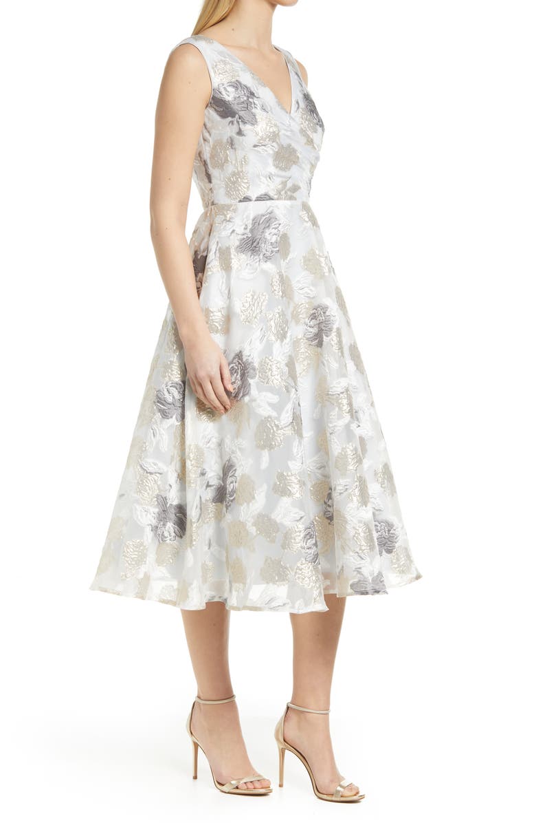 Eliza J Floral Sleeveless Faux Wrap Midi Dress, Alternate, color,