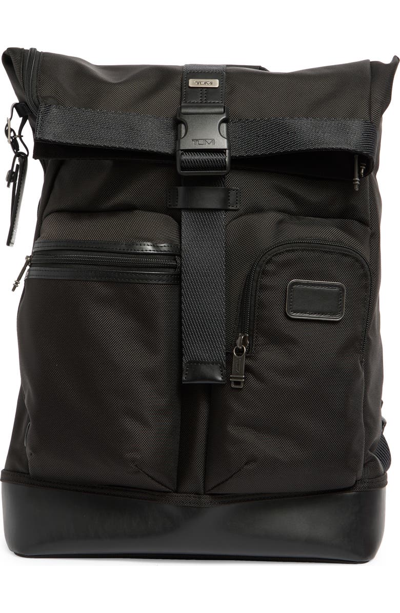 TUMI Cypress Roll Top Leather Backpack, Main, color,