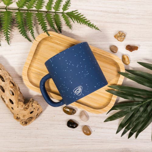 Silipint 2 Pack 16oz Silicone Coffee Mug W/ Lid, Speckled Blue