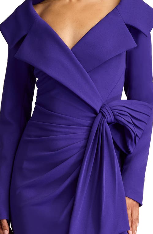 Tadashi Shoji Textured Crepe Long Sleeve Gown In Purple Iris