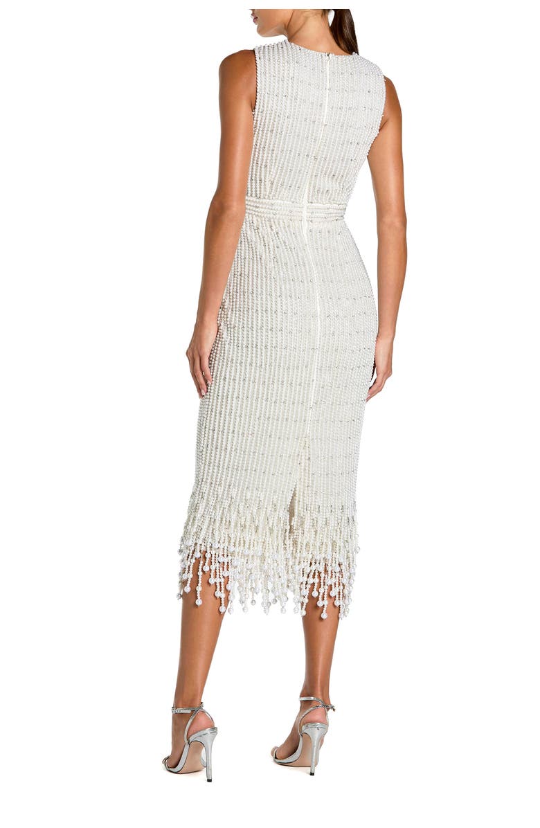 Mac Duggal Pearl Embellished Sleeveless Midi Dress, Alternate, color, Ivory