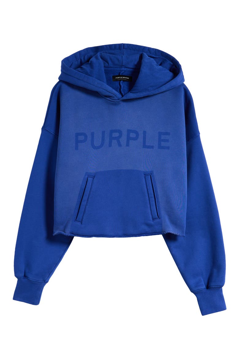 Raw Hem Cotton Fleece Graphic Hoodie, Alternate, color, BLUE