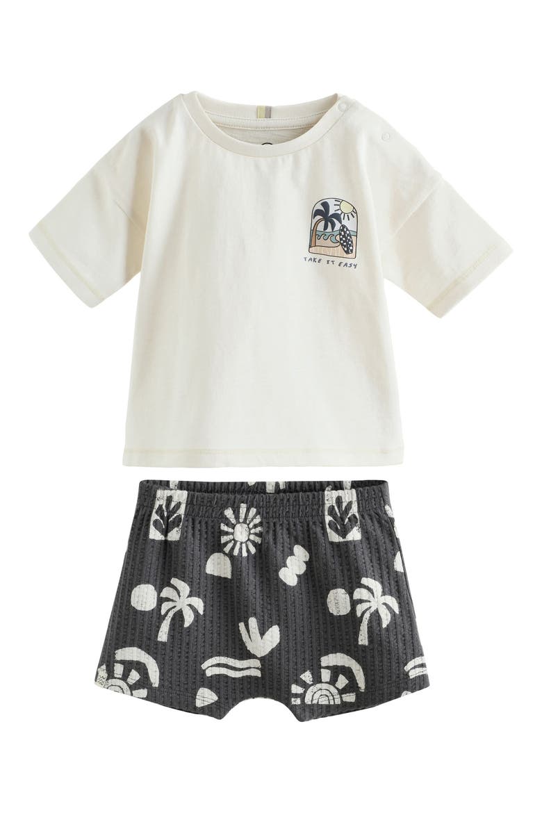 Palm Graphic Cotton T-Shirt & Shorts Set, Main, color, GREY