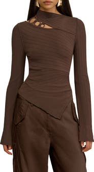 Cult Gaia Tayla Cutout Long Sleeve Shirt