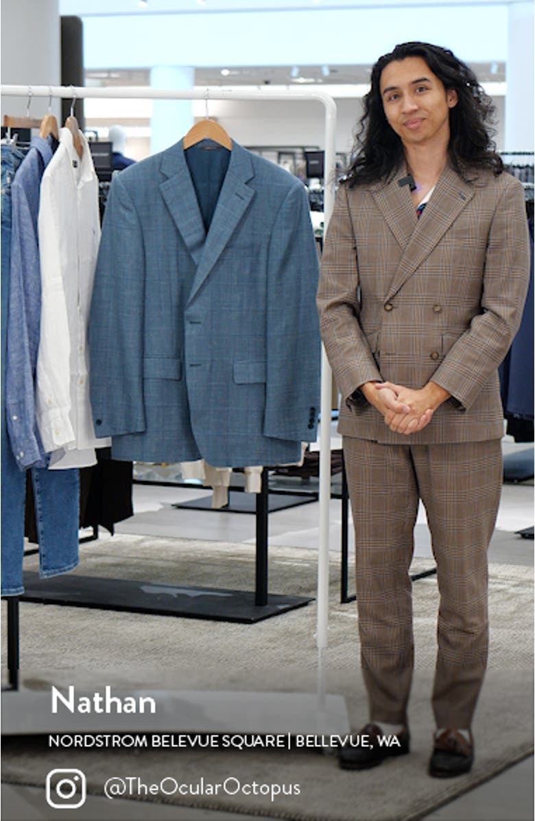 Siena Regular Fit Windowpane Check Wool & Silk Blend Sport Coat, sales video thumbnail