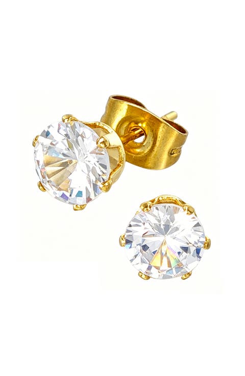 18k Gold Plated Cubic Zirconia Stud Earrings