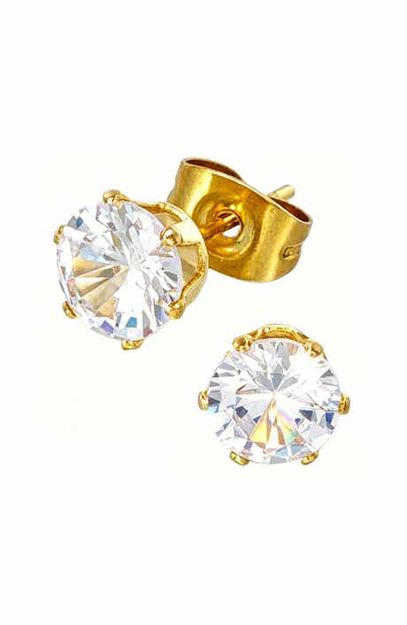 18k Gold Plated Cubic Zirconia Stud Earrings