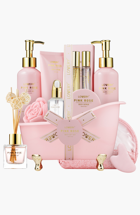 Luxury Spa Kit, 18Pc Relaxing Basket With Perfumes, Gua Sha And More