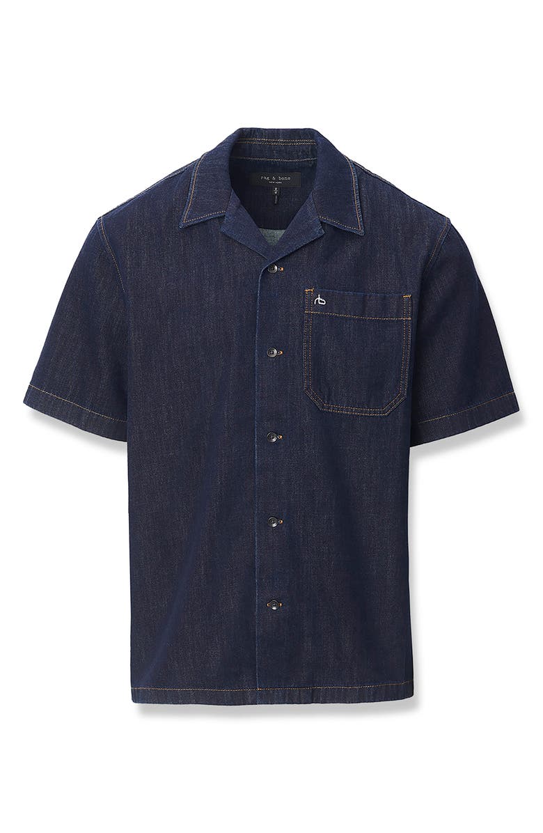 rag & bone Resort Short Sleeve Denim Button-Up Shirt, Alternate, color, Rinse