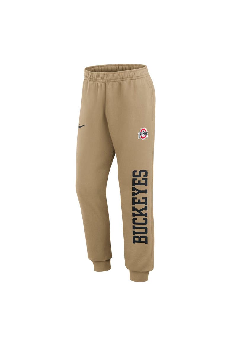 Men's Nike  Beige Ohio State Buckeyes Primetime Club Fleece Joggers, Alternate, color, Beige