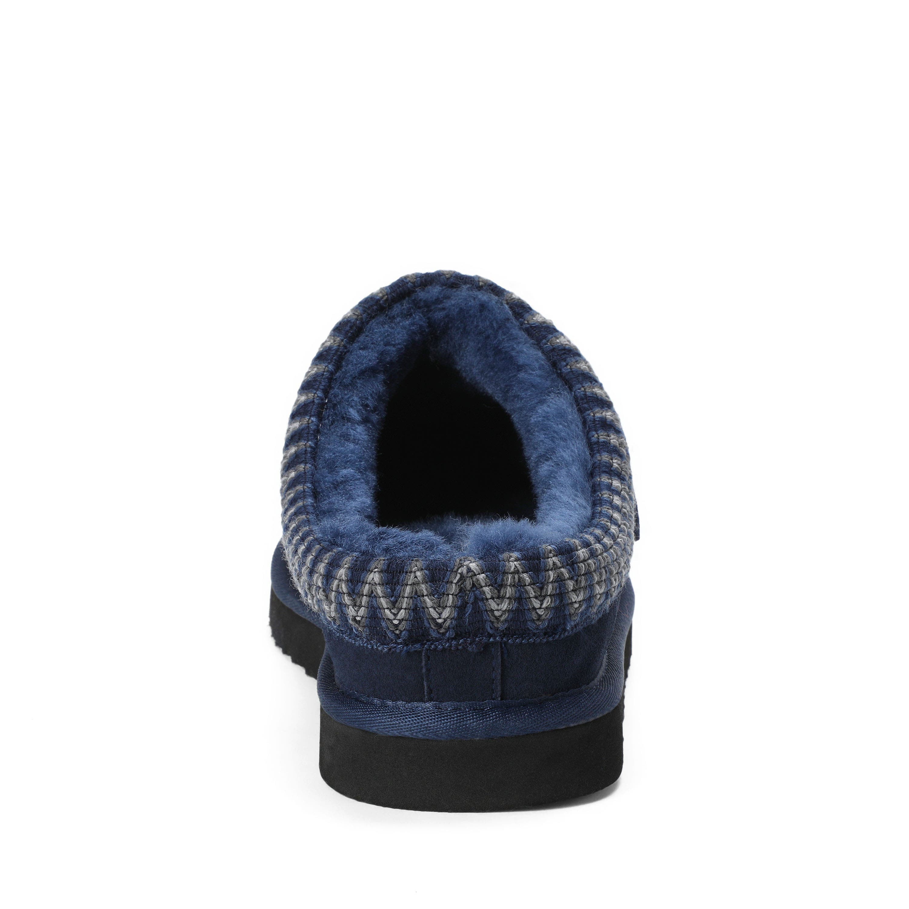 Fireside Grafton Genuine Shearling Clog Slipper with Embroidery, Alternate, color, DARK BLUE