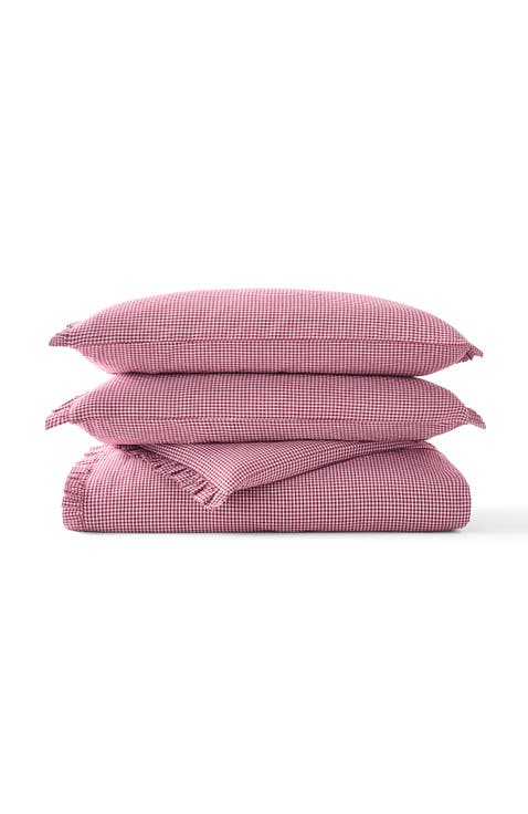 Gingham Ruffle Luxury Cotton Duvet Cover Sets