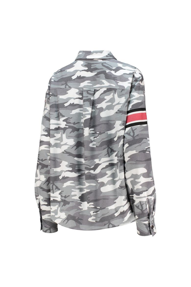 Women's The Wild Collective Gray Alabama Crimson Tide Camo Flannel Button-Up Long Sleeve Shirt, Alternate, color, Gray