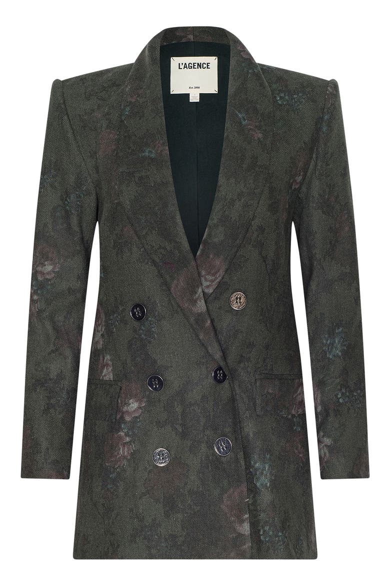 Jayda Relaxed Double Breasted Blazer, Alternate, color, DEEP FOREST MULTI FLORAL