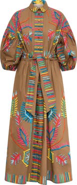 Maison Common Printed Poplin Dress With Belt