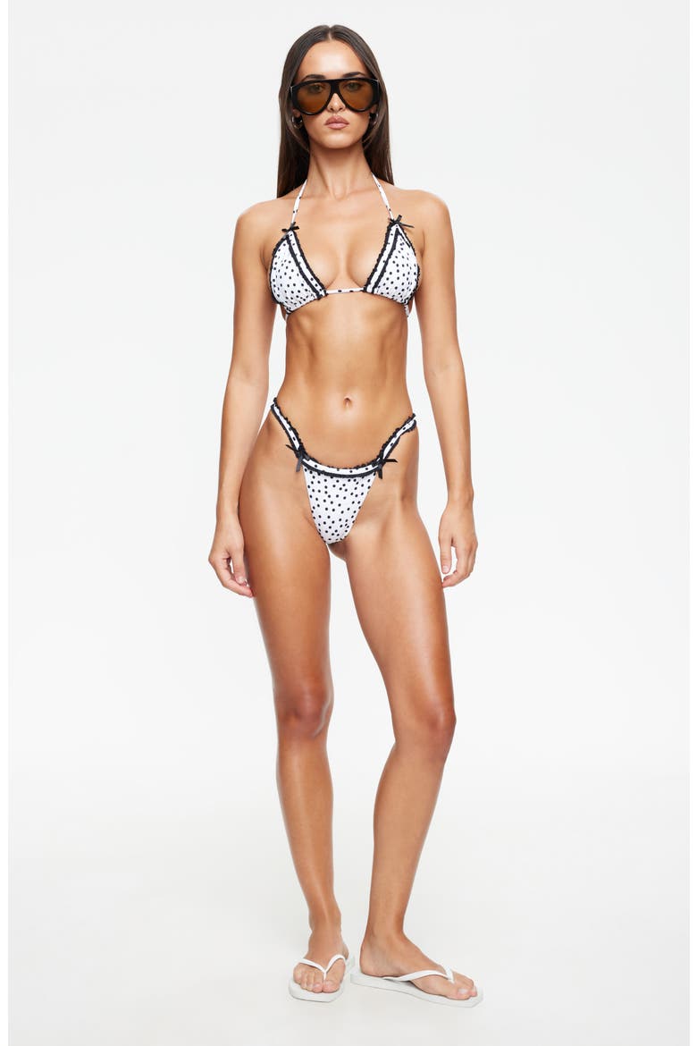 Azuri Polka Dot Triangle Bikini Top, Alternate, color, PORCELAIN POLKA