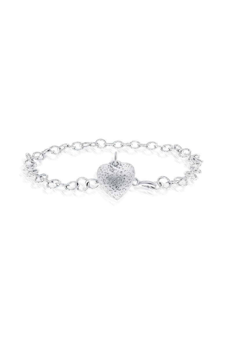Diamond Cut Heart Bracelet, Main, color, Silver