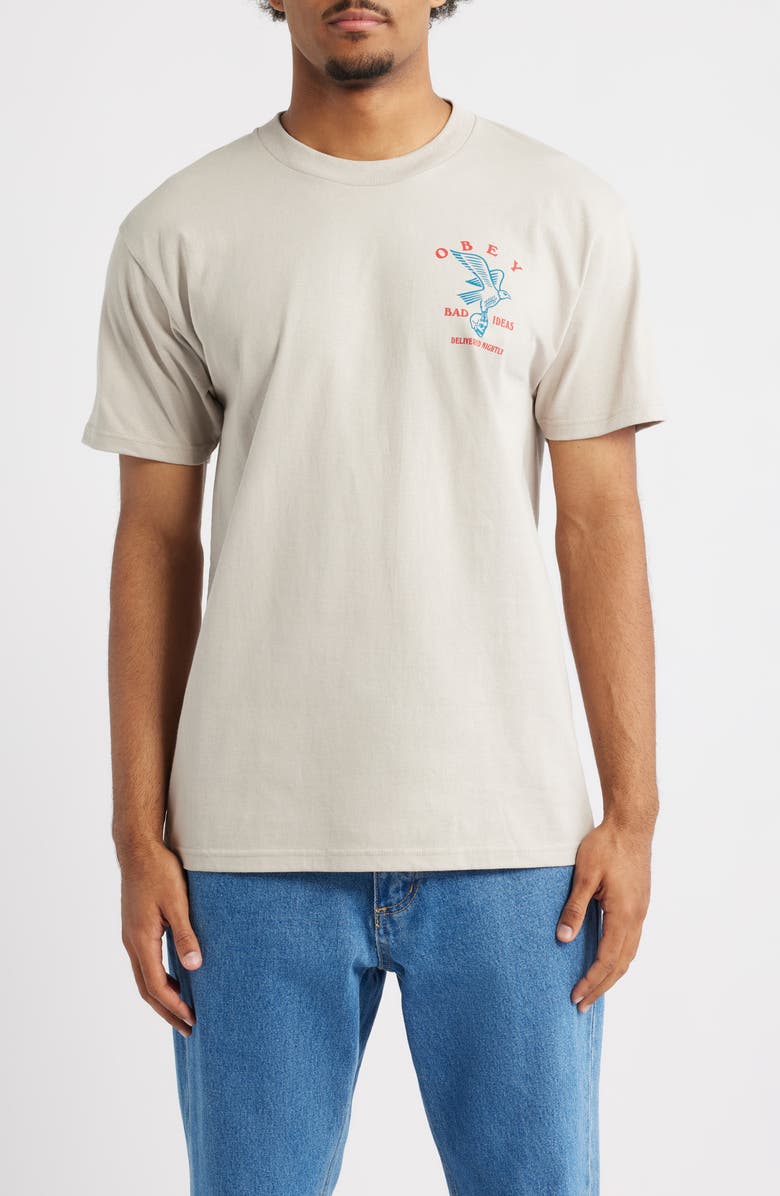 Obey Bad Ideas Eagle Graphic T-Shirt, Main, color, Silver Grey
