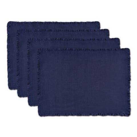 Linen Placemats Set of 4, 14 x 19 Inch for Dining Table, Holiday and Everyday Table Decor - Juliette Ruffle