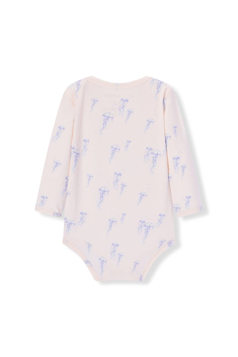 Cotton Stretch Long Sleeve One Piece, Alternate, color, Sunset Jellyfish