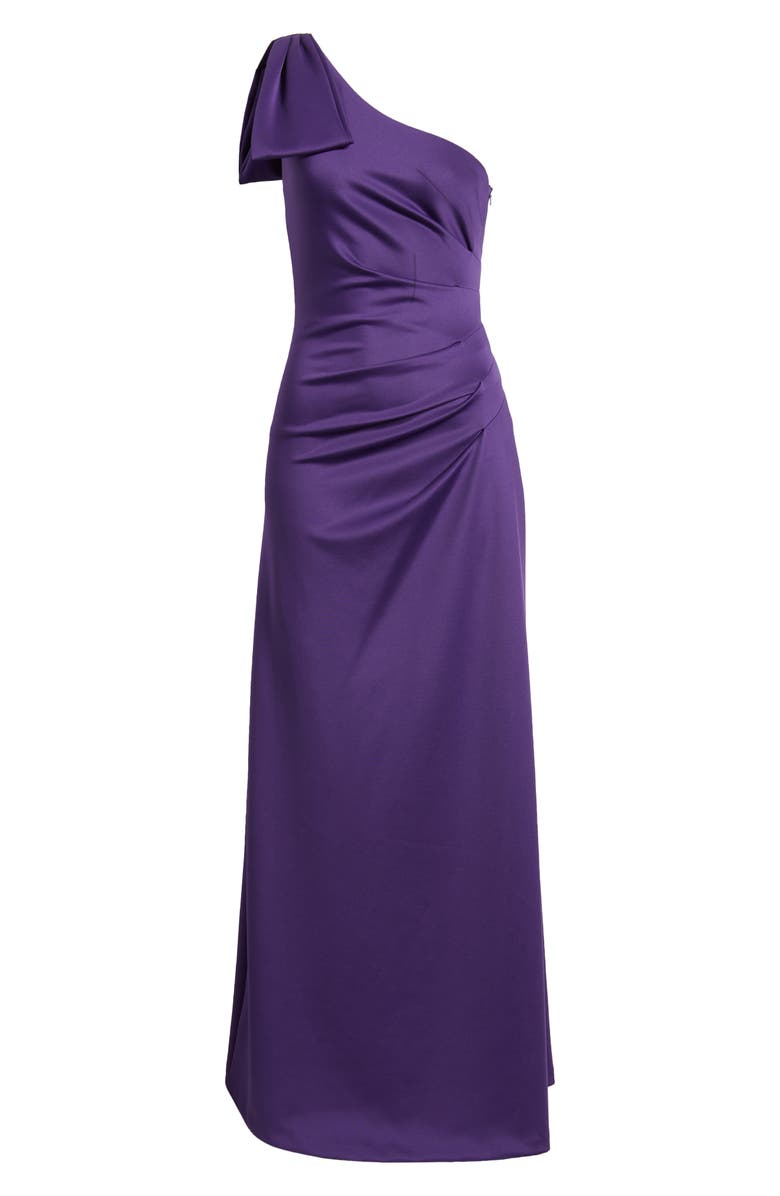 Black Halo Zyra Bow Shoulder Ruched Gown, Alternate, color, 