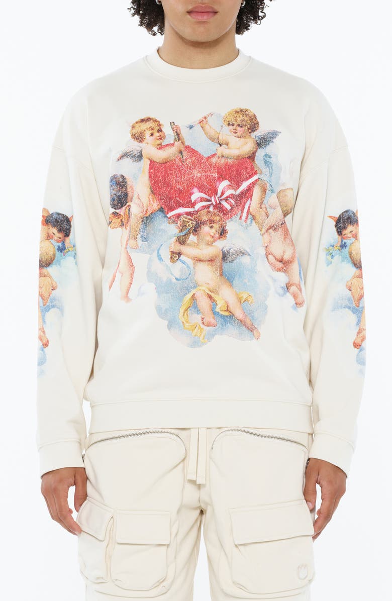 Cult of Individuality Artwork Logo Graphic Sweatshirt, Main, color, Winter White