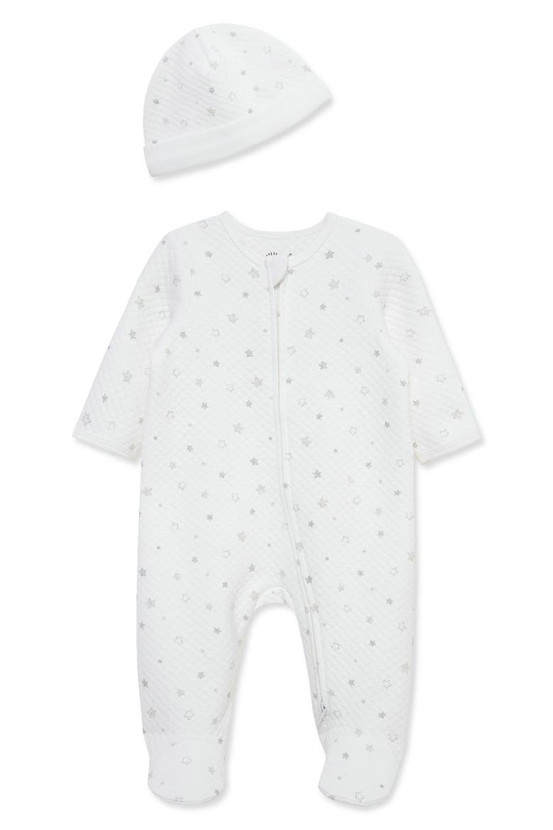 Kids' Stars Quilted Footie & Beanie Set, Main, color, WHITE
