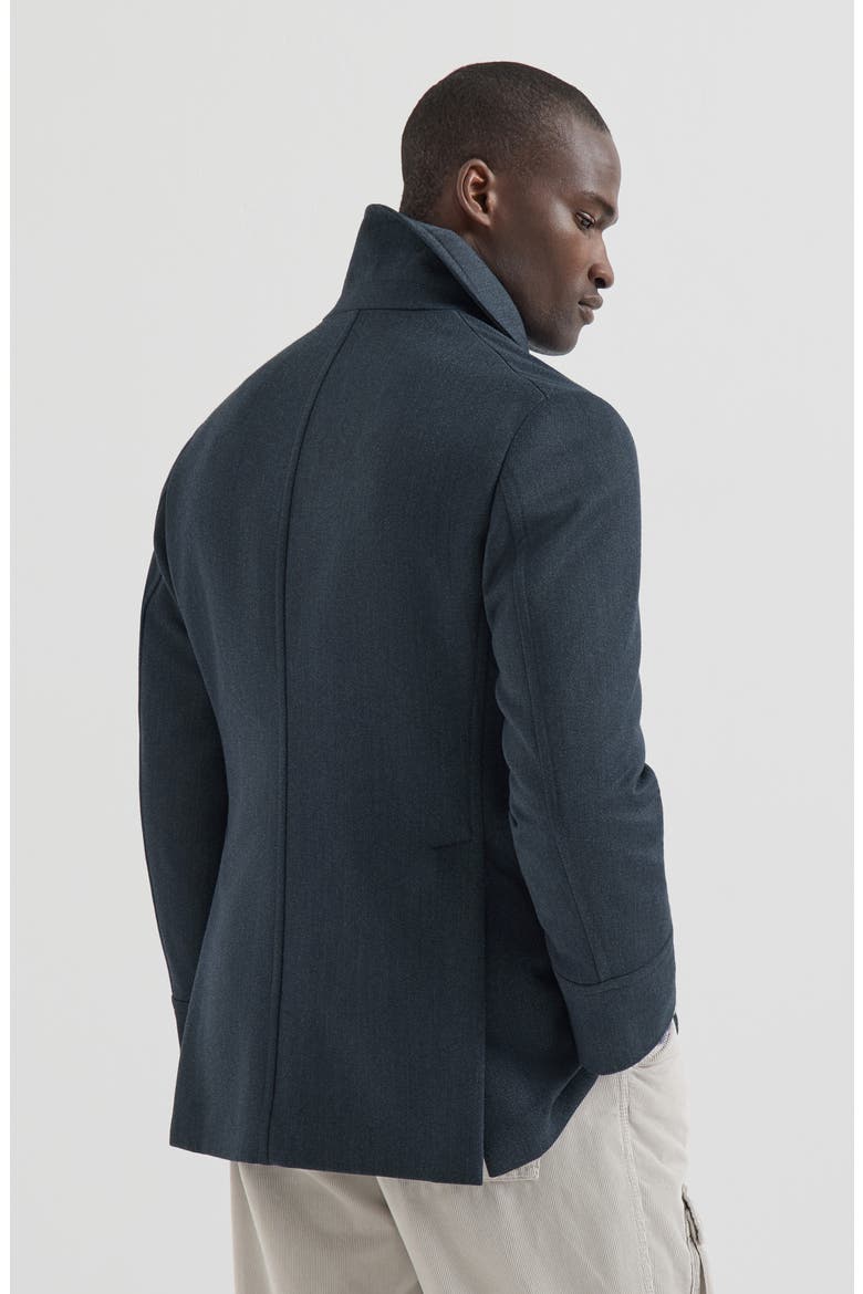 Wool and cashmere cavalry pea coat with metal buttons, Alternate, color, Blue