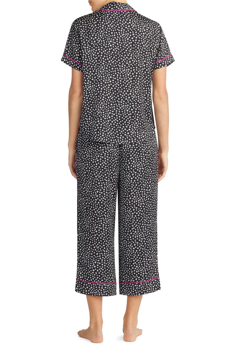 Room Service Satin Pajama Top, Alternate, color, BLACK / WHITE STAR TOSS