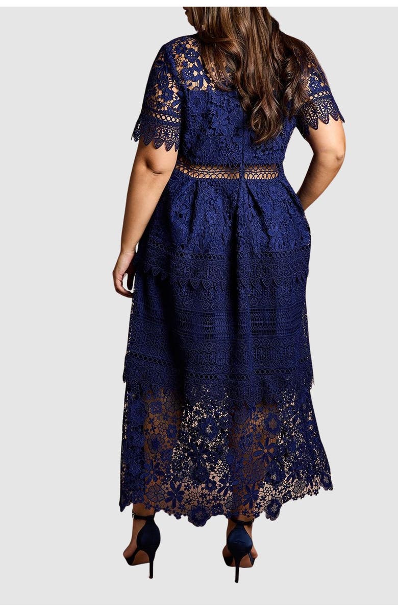 Coast Plus Short Sleeve Lace Midi Dress, Alternate, color, 