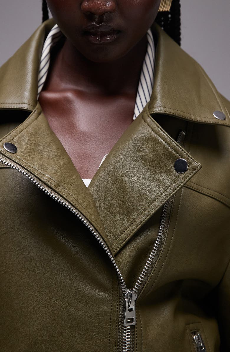 Topshop Faux Leather Moto Jacket, Alternate, color, 