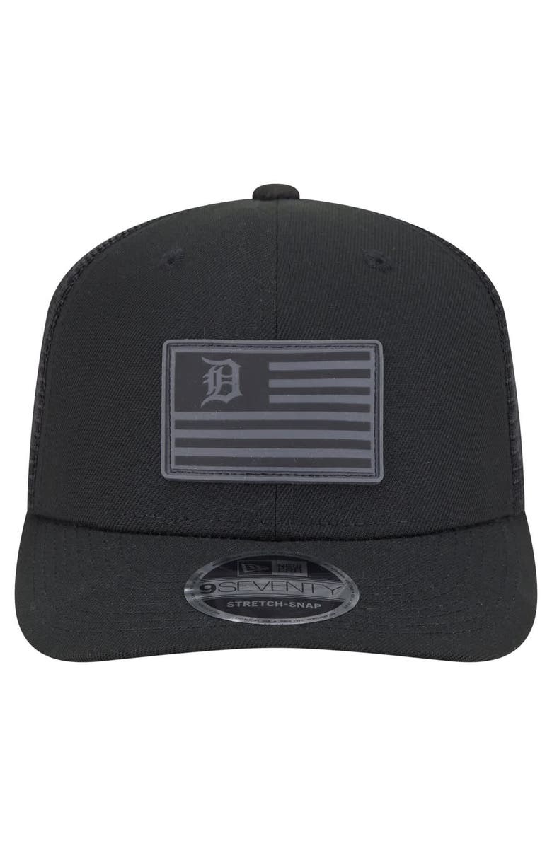 New Era Men's New Era Black Detroit Tigers Tonal Flag 9SEVENTY Stretch-Snap Hat, Alternate, color, 